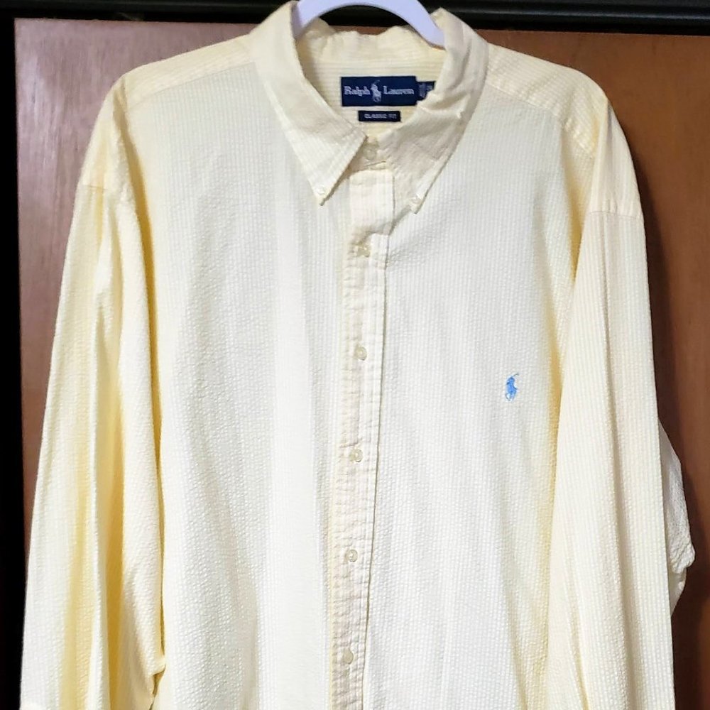 Polo by Ralph Lauren Seersucker Button Down Long Sleeve Shirt, Size 2 XB